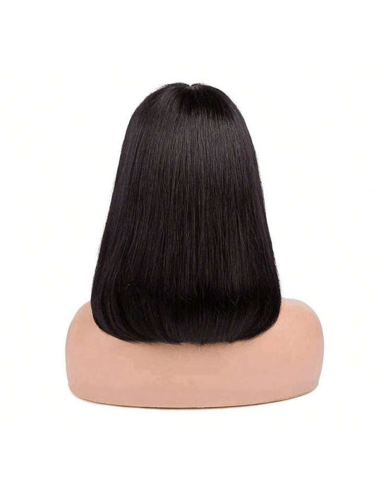 Human Hair Straight Wig with Bangs