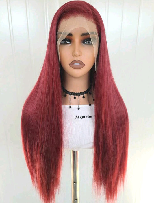 Straight Wine Red Lace Front Wig