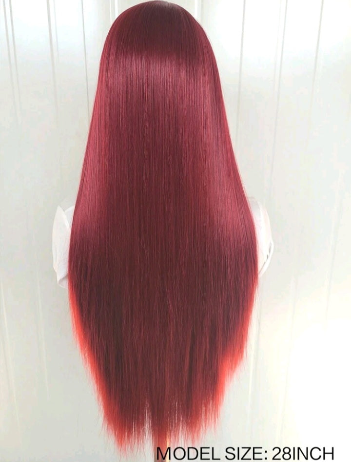 Straight Wine Red Lace Front Wig